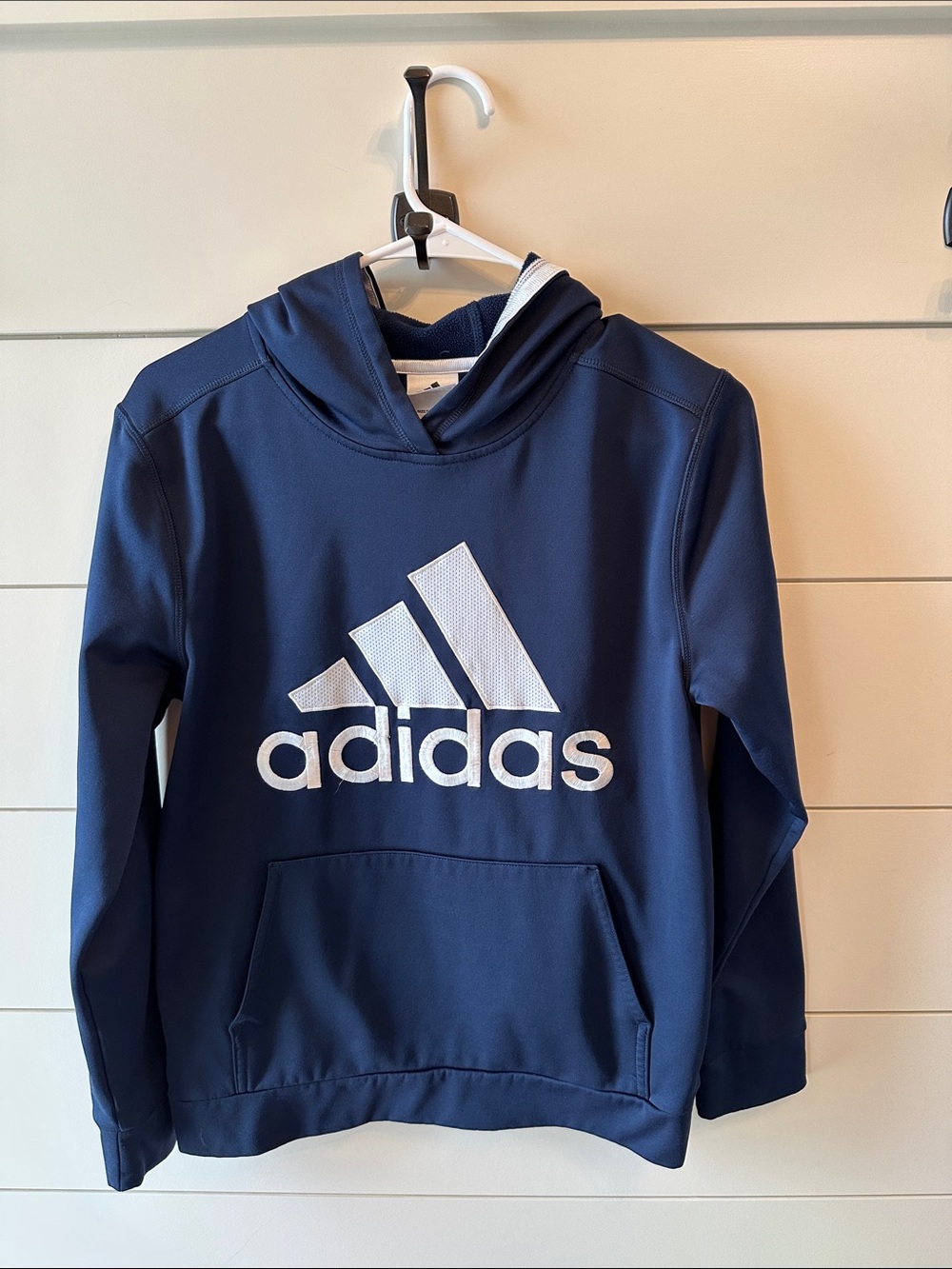 adidas Navy Blue Hoodie with White Logo